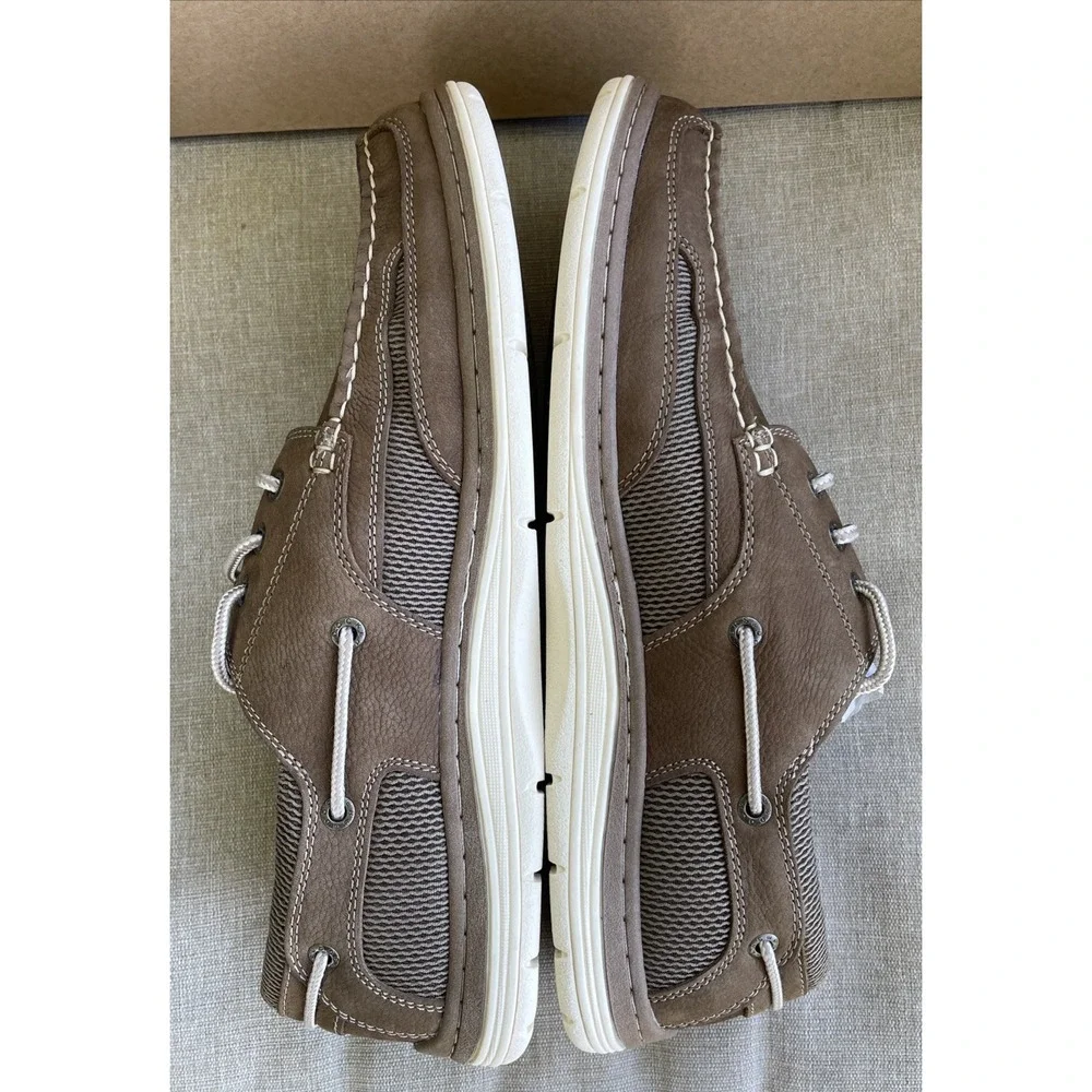 Dockers Lakeport Memory Foam Boat Shoes Dark Taupe Leather Sz 13 Men's